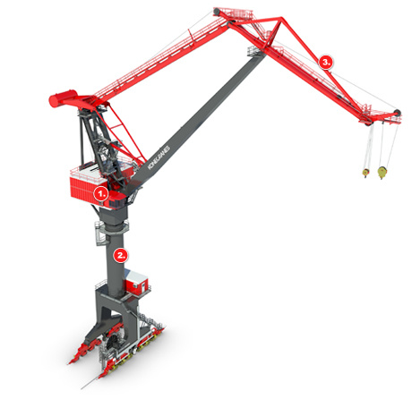 Konecranes Double Boom Shipyard Crane featuring Smarter Cabin, safety for operators and double-boom design for accurate load handling